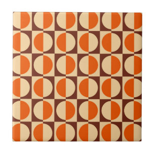 Carreau Motif géométrique rétro MCM demi-carré et cercle