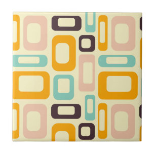 Carreau Motif géométrique rétro sur fond beige clair