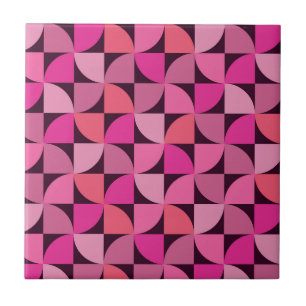 Carreau Motif géométrique rose moderne du milieu du siècle