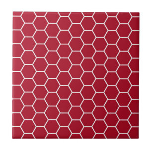 Carreau Motif géométrique rouge lumineux d'hexagone de nid