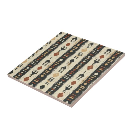 Carreau Motif géométrique rustique en boue séchée (4) (Côté)