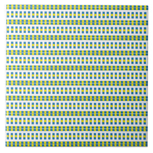 Carreau Motif géométrique tribal bleu, jaune et blanc