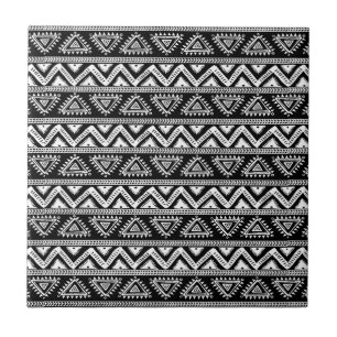 Carreau Motif géométrique tribal noir et blanc