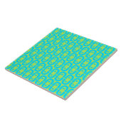 Carreau Motif géométrique turquoise et vert lime (Côté)