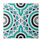 Carreau Motif géométrique turquoise tribal noir et blanc (Devant)