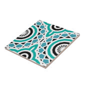 Carreau Motif géométrique turquoise tribal noir et blanc (Côté)