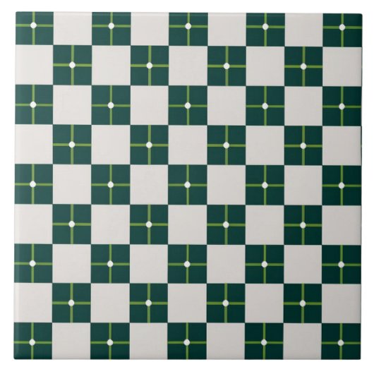 Carreau Motif géométrique vert décoratif blanc grand (Devant)
