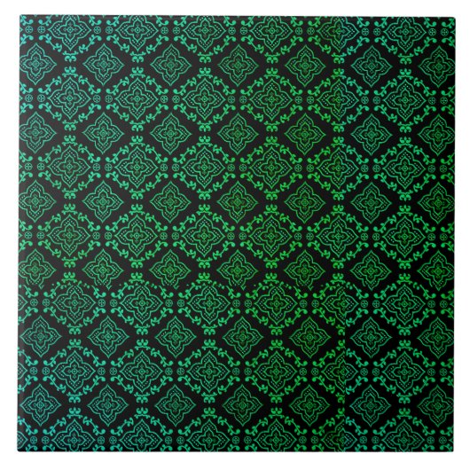 Carreau Motif géométrique vert / Impression indienne (Devant)
