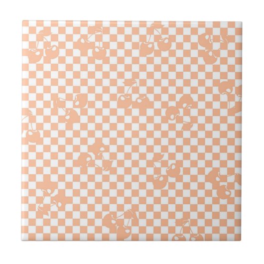 Carreau Motif Gingham Cerise Fuzz pêche (Devant)