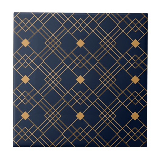 Carreau Motif Gold art déco sur arrière - plan bleu foncé (Devant)
