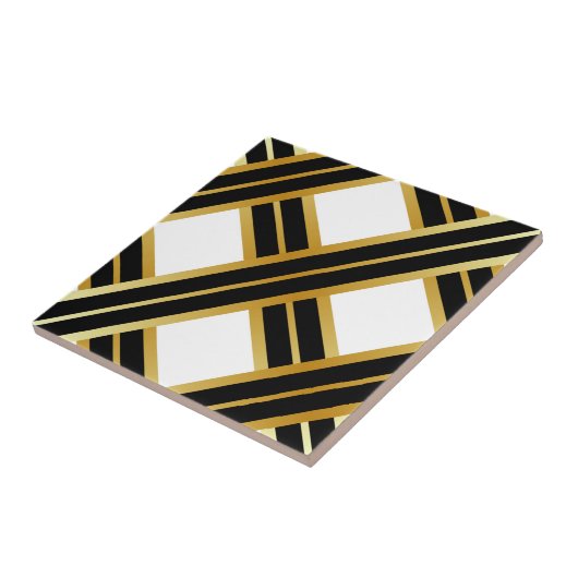 Carreau Motif Gold Black Criss Cross (Côté)