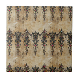 Carreau Motif gothique en dentelle rubis victorien (3)
