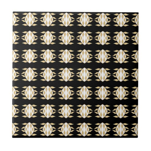Carreau Motif graphique Art Déco Noir Or Blanc (Devant)