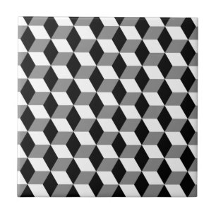 Carreau Motif gris, noir et blanc des cubes 3D