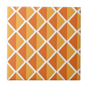 Carreau Motif Harlequin Diamant Orange Rétro