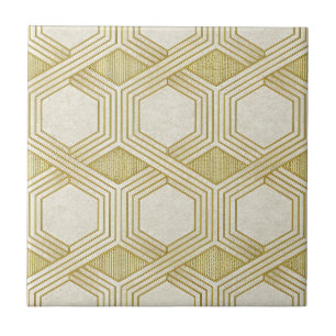 Carreau Motif Hexagone Or Luxueux - Texture Marbre