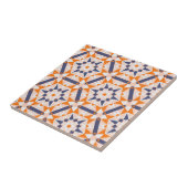 Carreau Motif Hexagones géométriques à crème bleue orange (Côté)