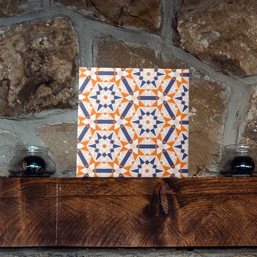 Carreau Motif Hexagones géométriques à crème bleue orange