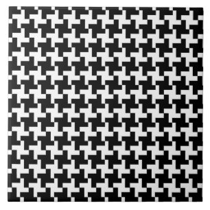 Carreau Motif Houndstooth vintage en noir et blanc