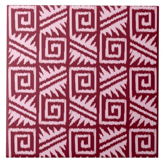 Carreau Motif Ikat Aztec - Bourgogne et rose (Devant)