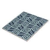 Carreau Motif Ikat Aztec - Indigo et bleu clair (Côté)