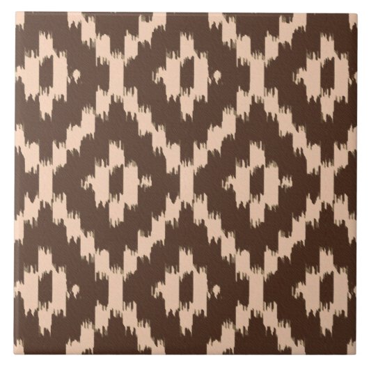 Carreau Motif Ikat - Chocolat et pêche pâle (Devant)