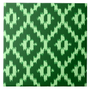 Carreau Motif Ikat - Vert pin et vert pâle