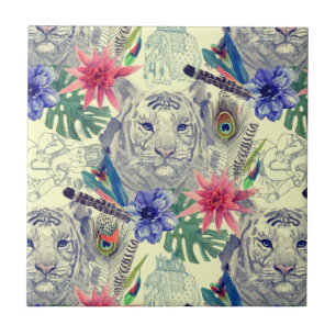 Carreau Motif indien vintage de tigre de style