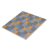 Carreau Motif italien bleu élégant et jaune marron (Côté)