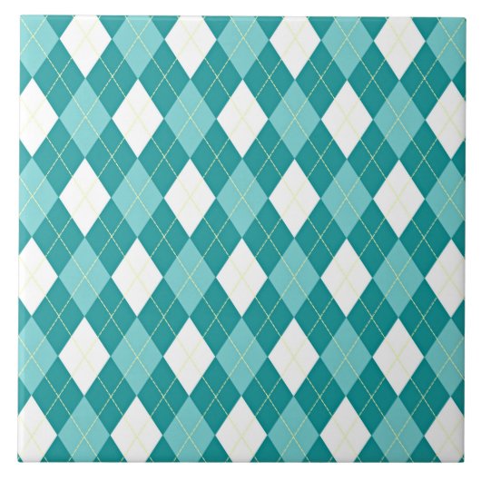 Carreau Motif Jacquard bleu turquoise et blanc (Devant)