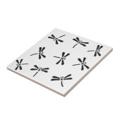 Carreau Motif japonais de libellule, noir et blanc (Côté)