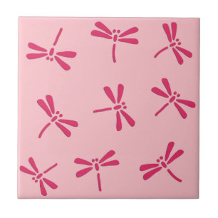 Carreau Motif japonais de libellules, Coral clair rose