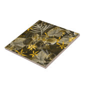 Carreau Motif jaune-brun fleuri à l'aquarelle. (Côté)