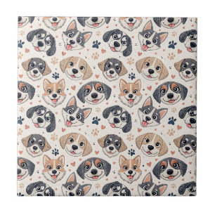 Carreau Motif joli visage de chiot pour enfants pour les a