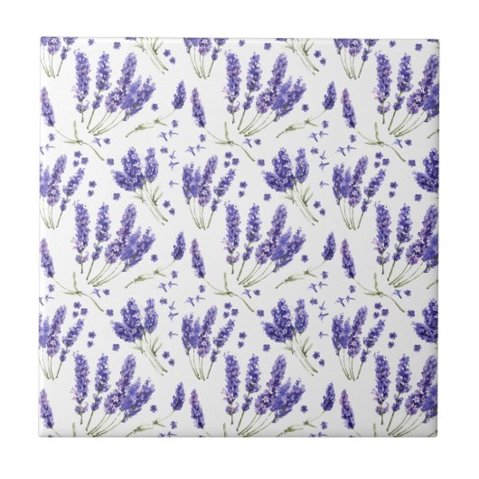 Carreau Motif Lavender Watercolor Flowers (Devant)