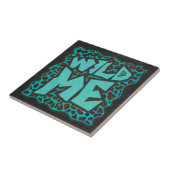 Carreau Motif Léopard Marron et Sarcelle Wild Me (Côté)