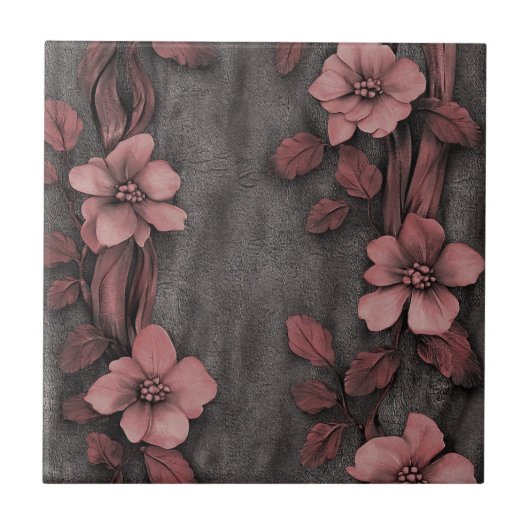 Carreau Motif Lin Floral Rosé Rustique (8) (Devant)