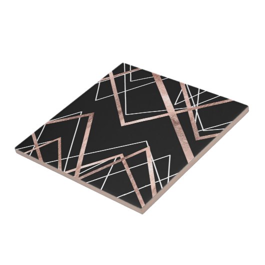 Carreau Motif linéaire d'abrégé sur triangle de noir rose (Côté)