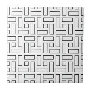 Carreau Motif linéaire noir et blanc - blanc