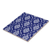 Carreau Motif lumineux de damassé de bleu marine (Côté)