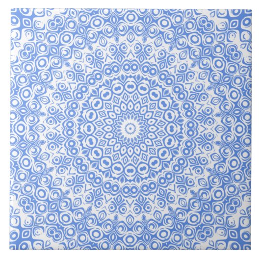 Carreau Motif Mandala Bleu Barbeau (Devant)