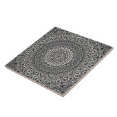Carreau Motif Mandala géométrique noir et blanc (Côté)