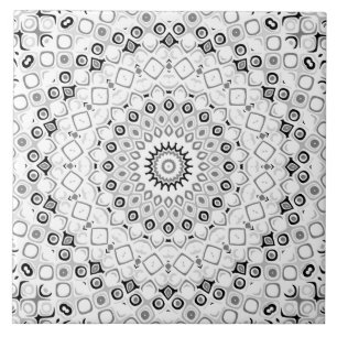 Carreau Motif Mandala géométrique noir et blanc