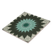 Carreau Motif Mandala géométrique turquoise et vert (Côté)