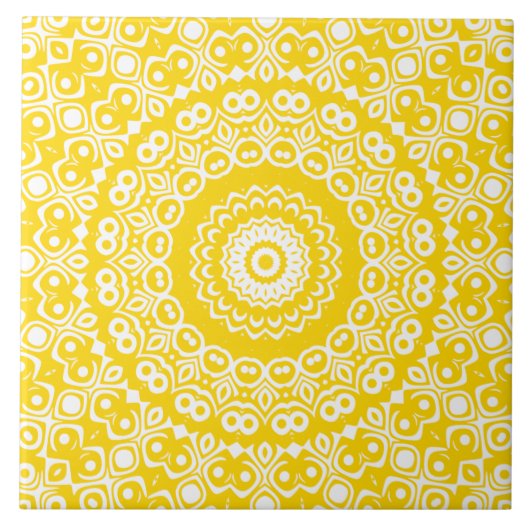 Carreau Motif Mandala Jaune Doré (Devant)