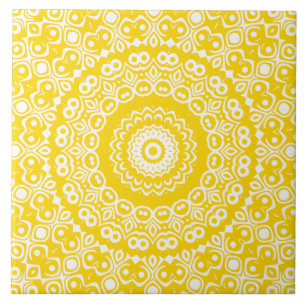 Carreau Motif Mandala jaune or