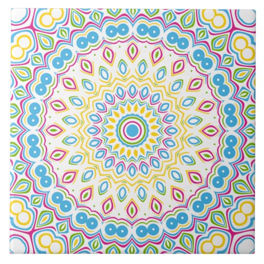 Carreau Motif Mandala Multicolore Coloré (Devant)