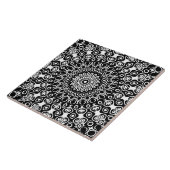 Carreau Motif Mandala Noir et Blanc (Côté)