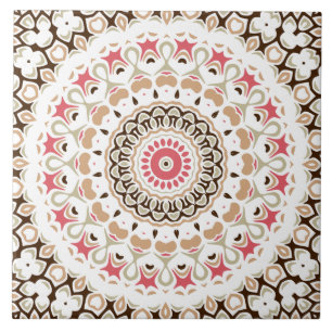 Carreau Motif mandala rose et brun