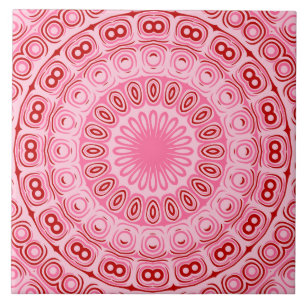 Carreau Motif Mandala Rouge et Rose